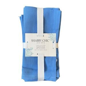 SHABBY CHIC Blue Cotton Cloth Napkins 18x18 Set of 8 NEW